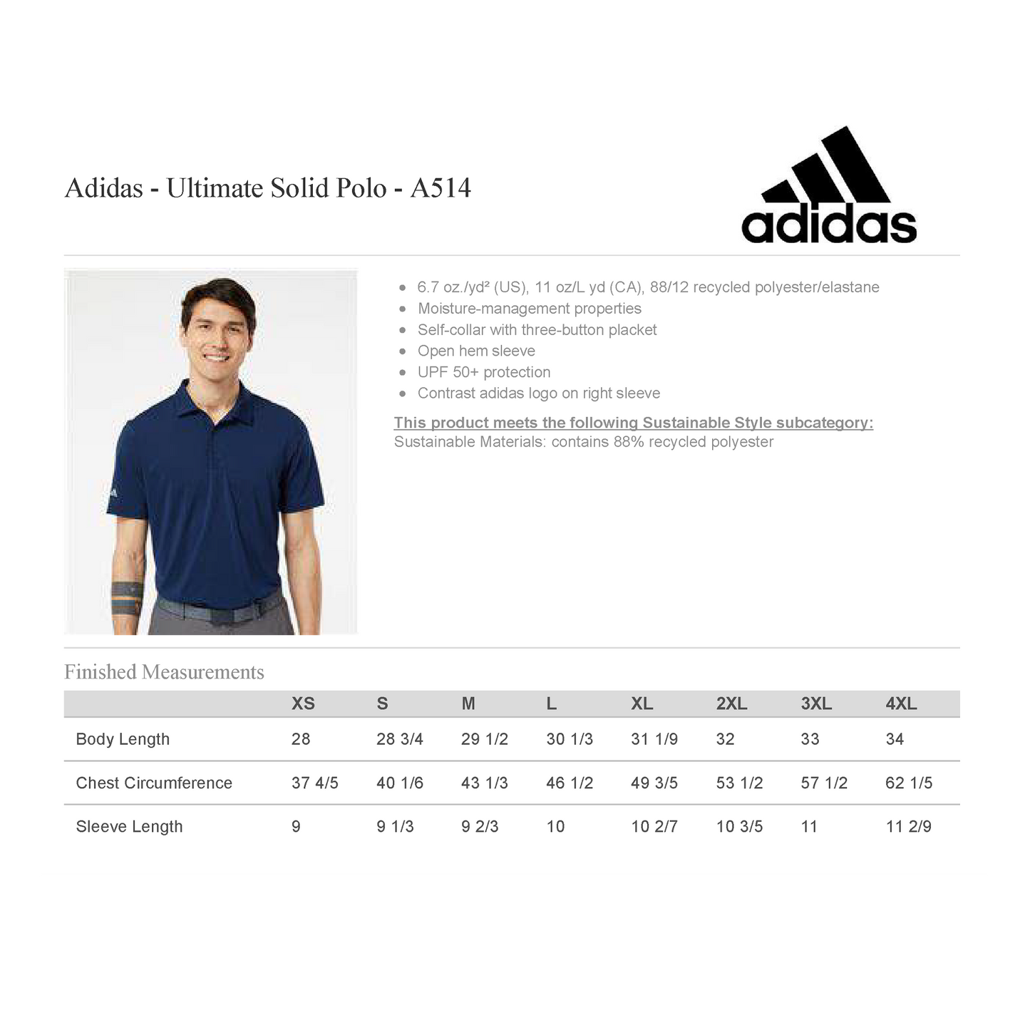 Men's Adidas Ultimate Solid Polo