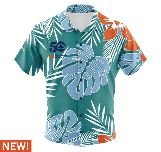 50th Teal Hawaiian Shirt